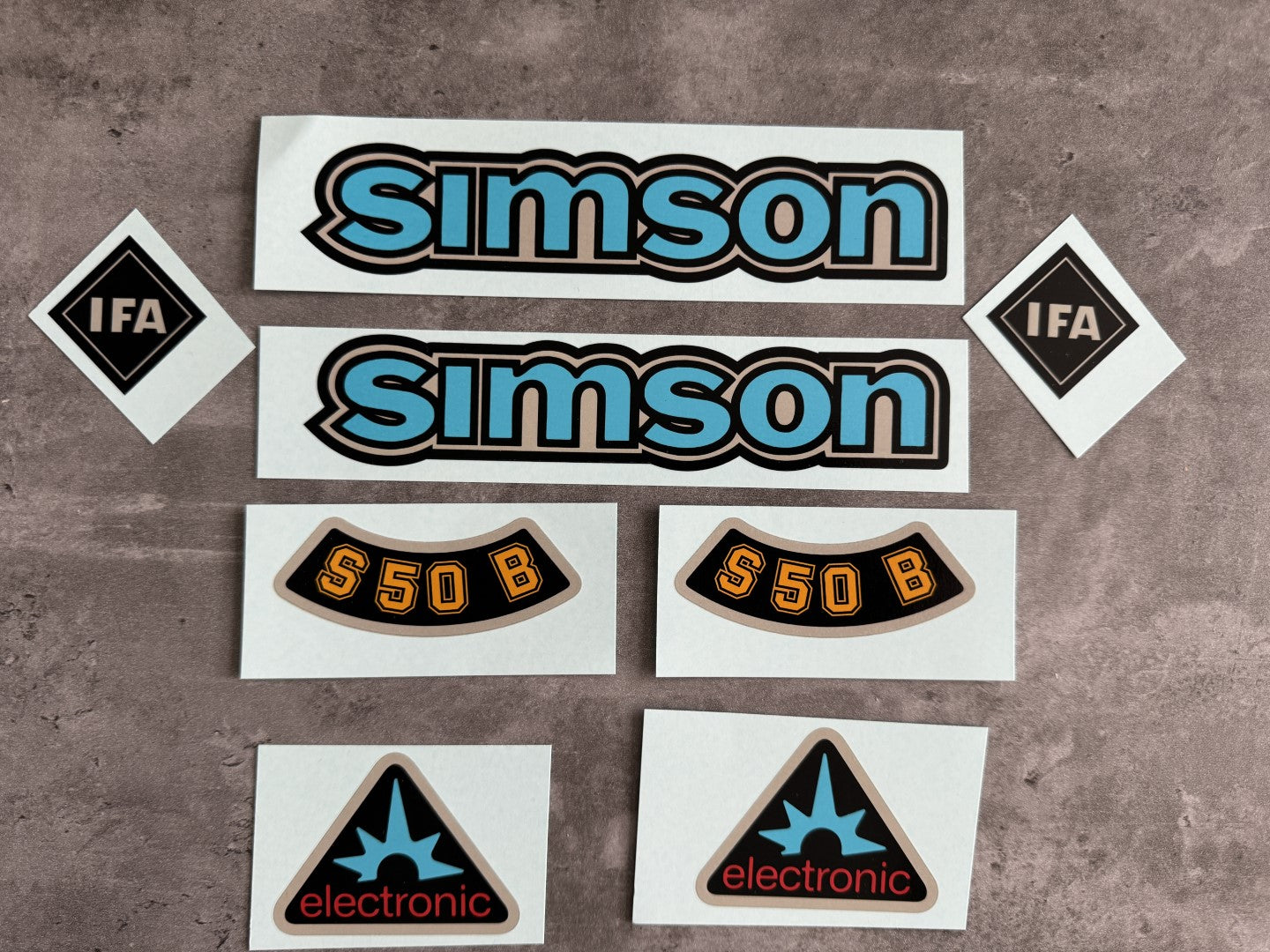Simson S50 IFA B electronic Blau Wasserschiebebilder Abziehbilder Silber
