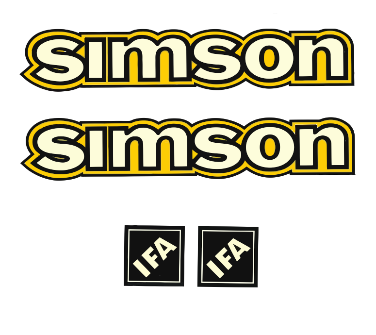 4 teiliges Wasserschiebebild Set  Simson klein gelb   + IFA  S50