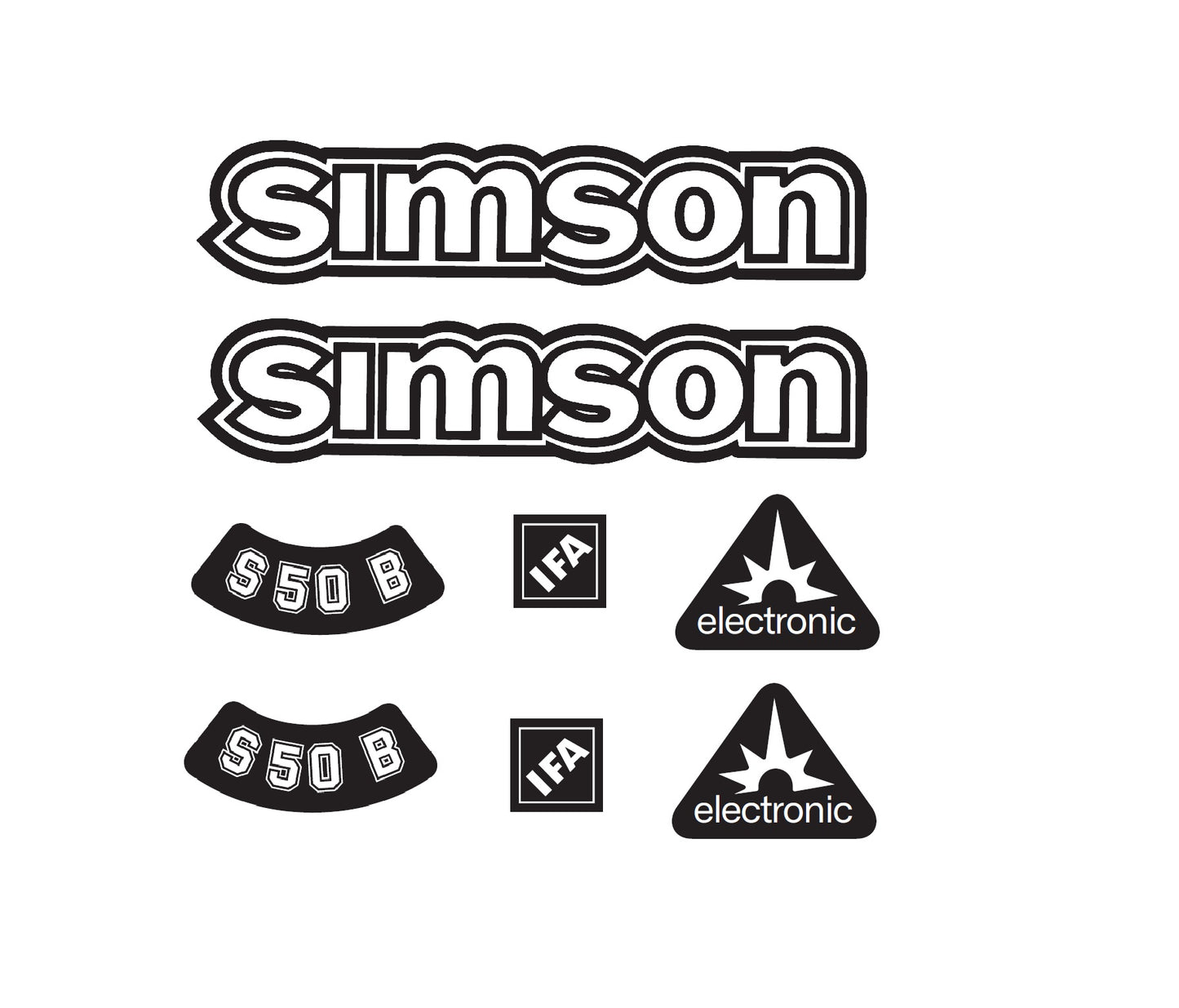 Simson S50B IFA Electronic Aufkleber Dekor Premium Retro Schwarz WEISS Hell
