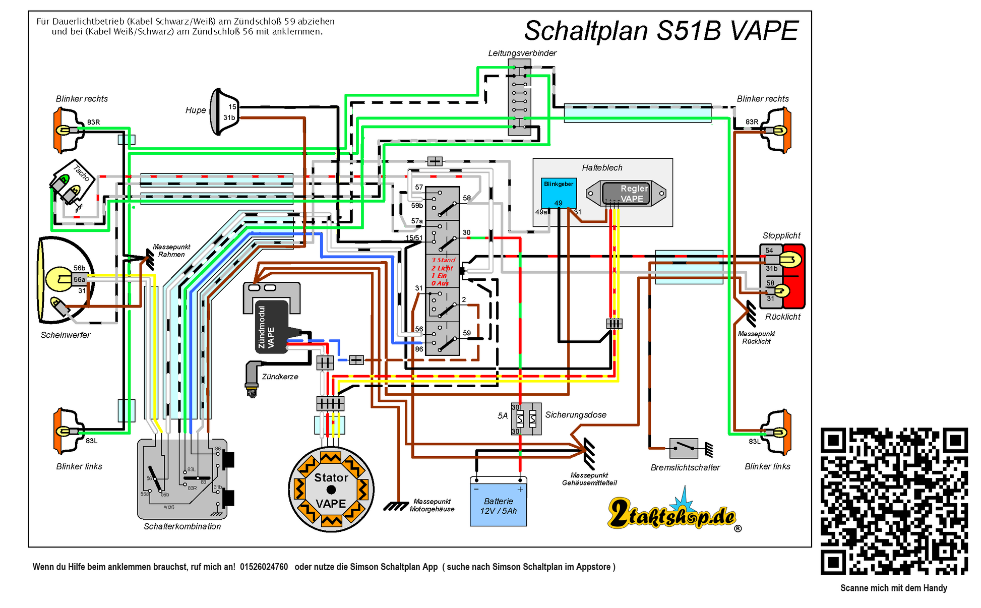 S51 Vape Schaltplan Kabelbaum fr Simson S50, S51, S70 Elektronik mit farbigen Schaltplan 2taktshop.de Kabelbaum- S51 Vape Schaltplan Kabelbaum fr Simson S50, S51, S70 Elektronik mit farbigen Schaltplan 2taktshop.de Kabelbaum-