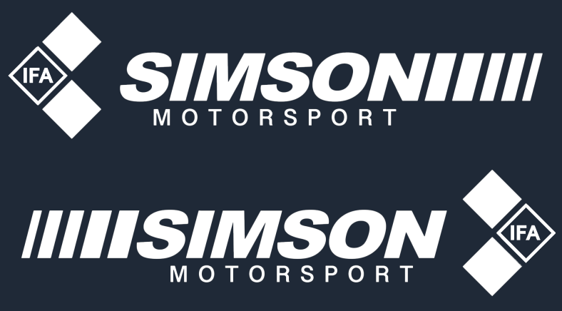2 teiliges Aufkleber  Set  Simson Motorsport Weiss