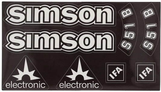 Transparente Simson S51B  Aufkleber IFA electronic Tank Seitendeckel Hell Premium