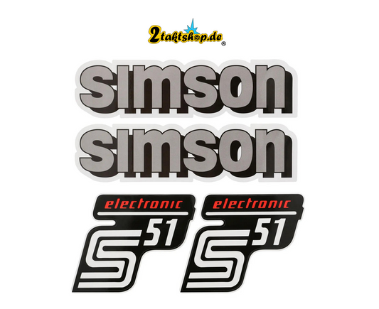 Dekorsatz  GRAU WEISS Simson S51 Electronic Aufkleber Set  Dekor Premium   DDR