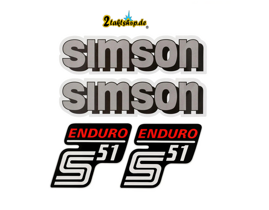 Dekorsatz GRAU WEISS Simson S51 Enduro Aufkleber Set  Dekor Premium Retro  DDR