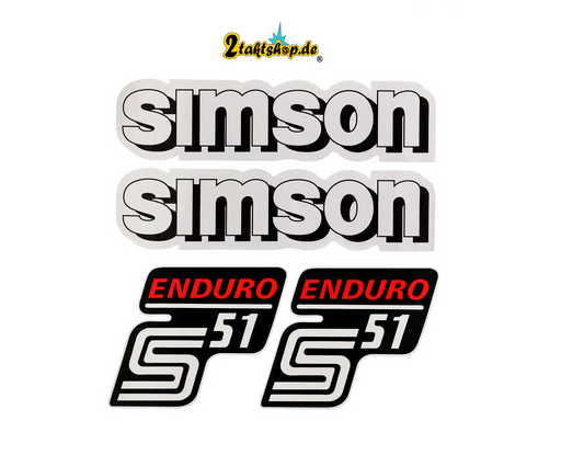 Dekorsatz  WEISS Simson S51 Enduro Aufkleber Set  Dekor Premium Retro  DDR