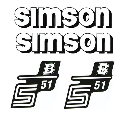 Dekorsatz Simson S51B IFA Electronic Retro Aufkleber Set Schwarz Weiss