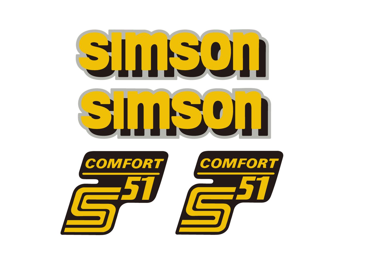 4 teiliges Wasserschiebebild Set Simson S551 Comfort