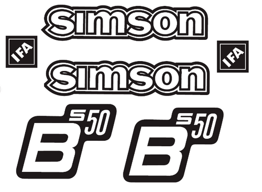 Simson S50B IFA Aufkleber Set Premium Retro DDR Schwarz Weiss Alt Hell