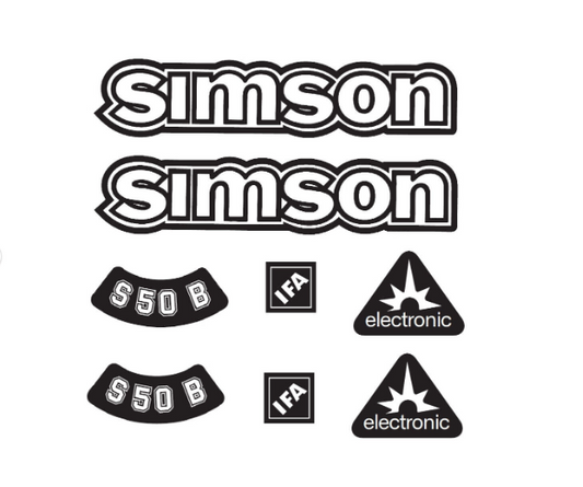 Simson  S50B IFA Electronic Aufkleber  Dekor Premium Retro Schwarz WEISS