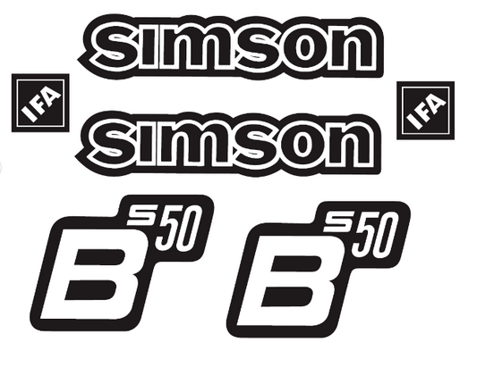Simson S50B IFA Aufkleber Set Premium Retro DDR IFA Schwarz Weiss Alt