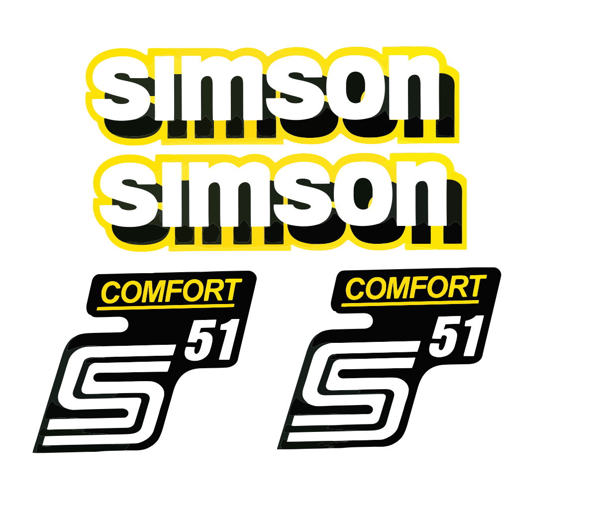 Dekorsatz Simson S51 Comfort Gelb Aufkleber Set