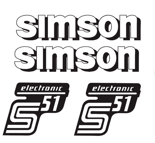 Simson S51 Electronic IFA Aufkleber Set Premium Retro DDR IFA Schwarz WEISS