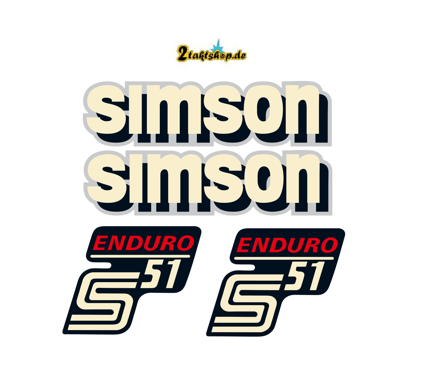 Simson S51 Enduro Tankset Silber Komplettset