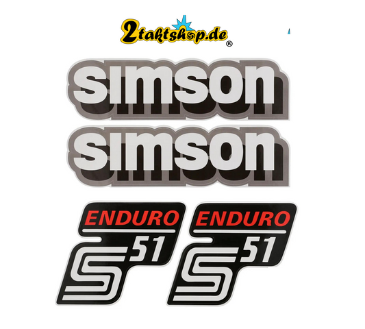 Dekorsatz  WEISS GRAU Simson S51 Enduro Aufkleber Set  Dekor Premium   DDR