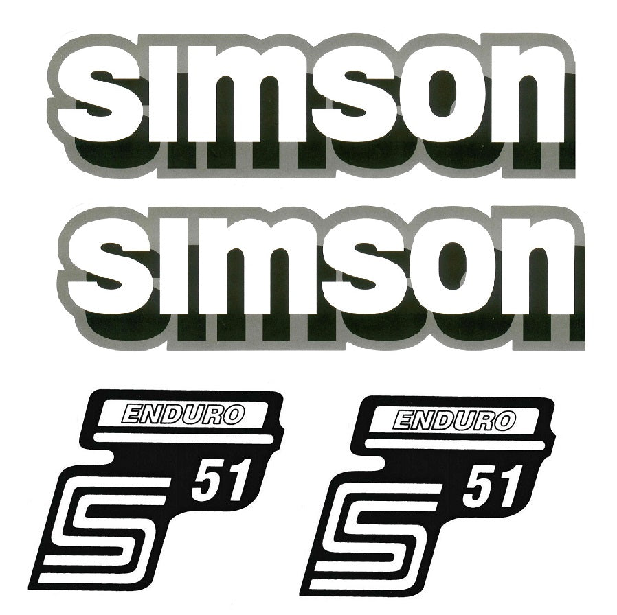 Simson S51 Enduro IFA Aufkleberset Retro DDR 4 teilig Grau