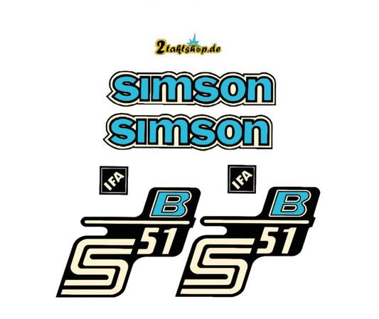 Simson S51 B Wasserabziehbild altes Design  Blau DDR IFA Premium