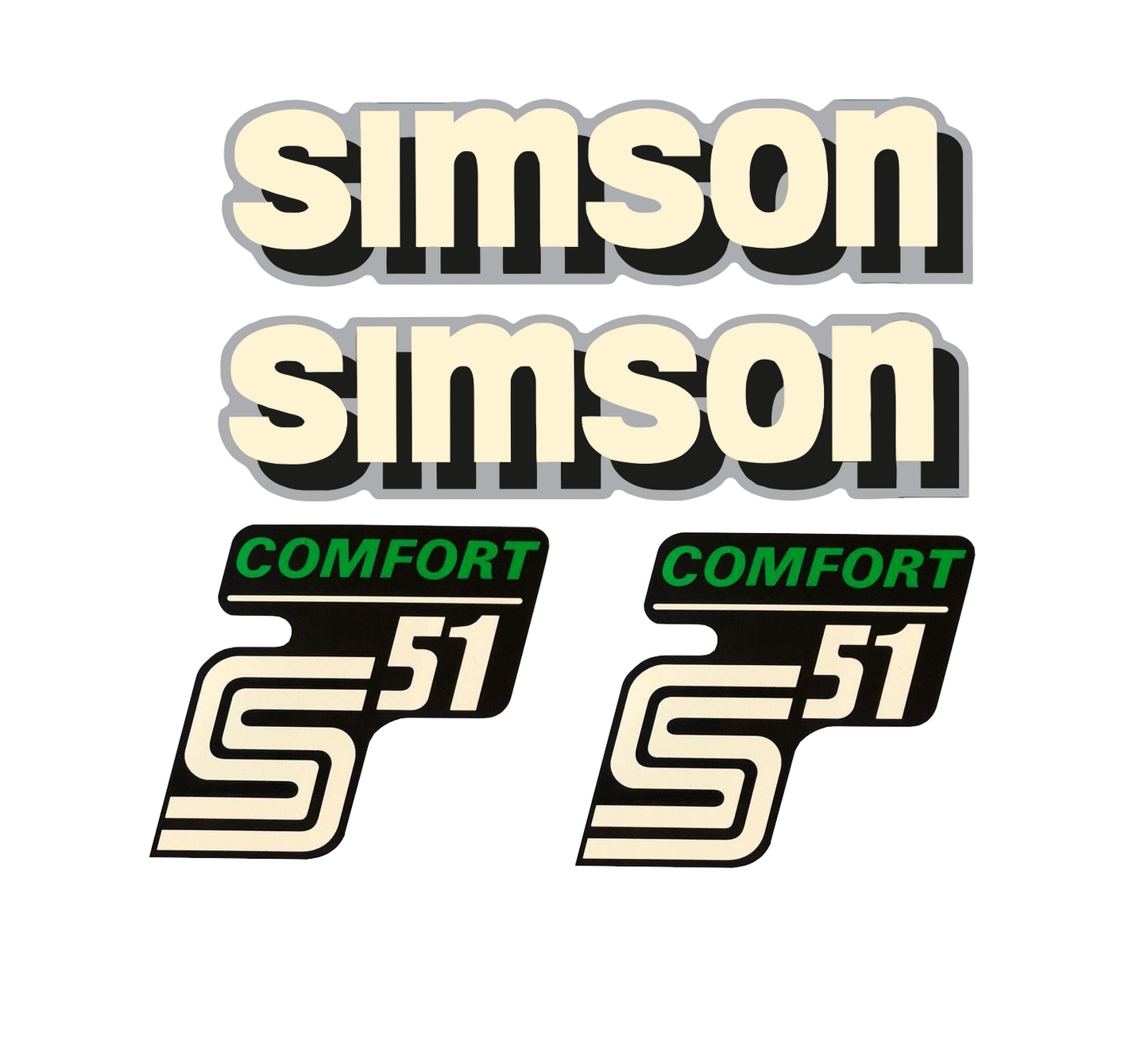 4 teiliges Aufkleberset Simson S51 Comfort –
