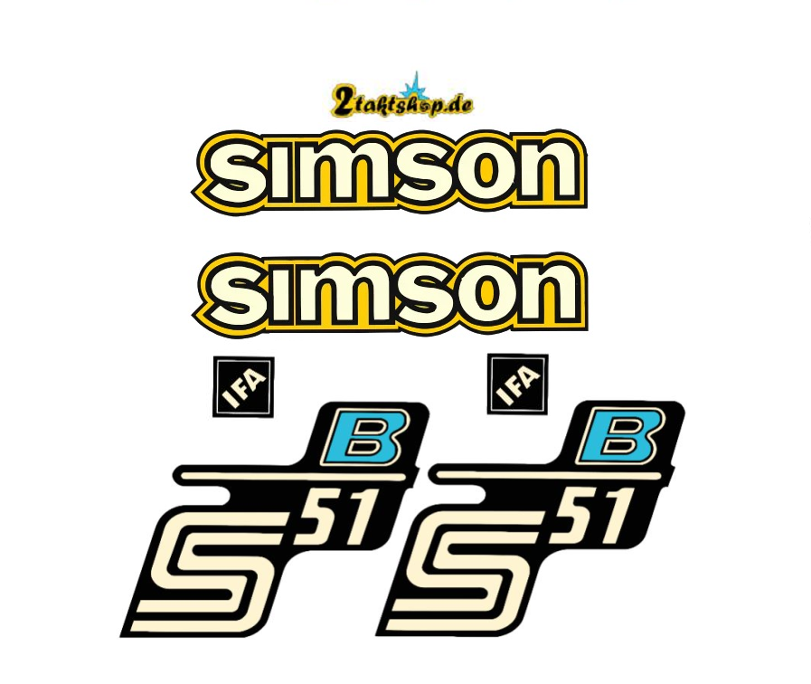 Simson S51 B Wasserabziehbild altes Design  gelb DDR IFA Premium