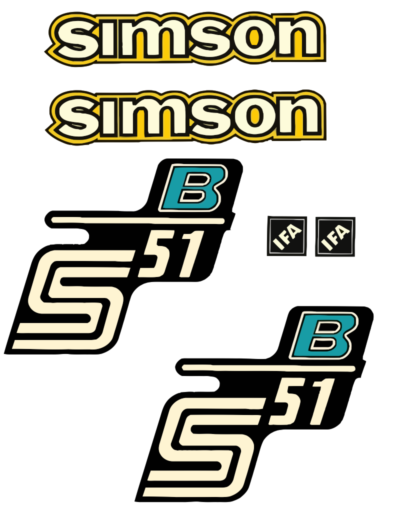Simson S51 B Retro Wasserschiebebilder Set Gelb IFA