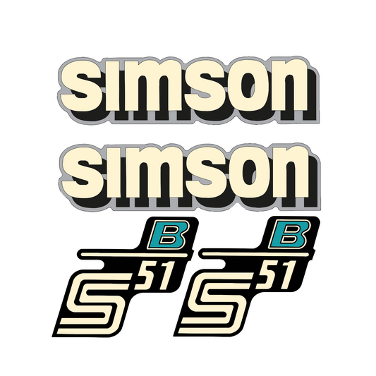 4 teiliges Dekorset Simson S51B Retro Aufkleber Set DDR Style