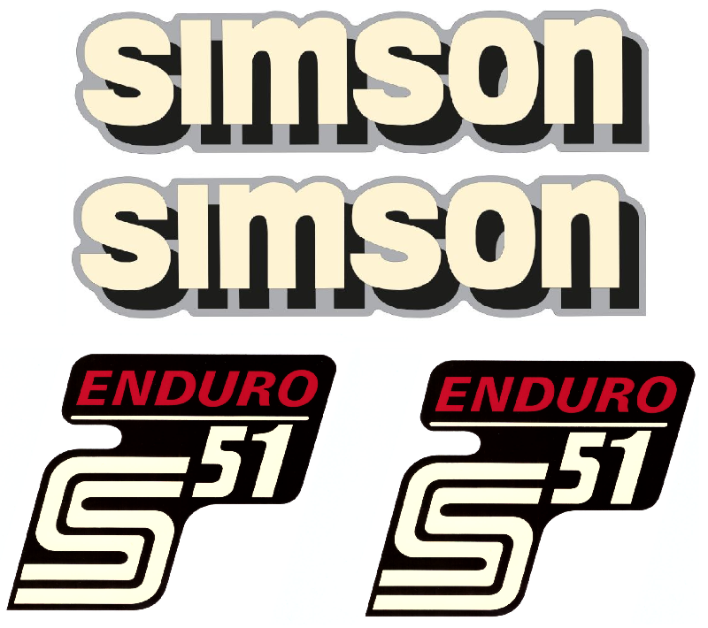 4 teiliger Dekorsatz Aufkleberset Simson S51 Enduro