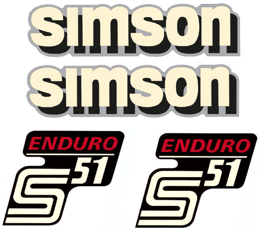Oldsmoped - Aufkleber Set (Silber), Simson S51 Enduro