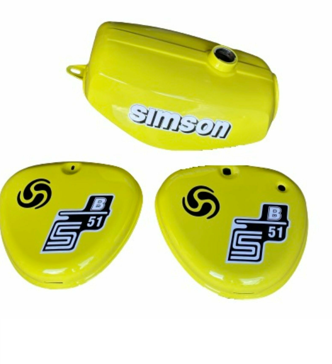 Tank Bananen-Form im Set mit Seitendeckel links und rechts für Simson S50  S51 S70, Farbe Billardgrün für Simson S50, S51, S70