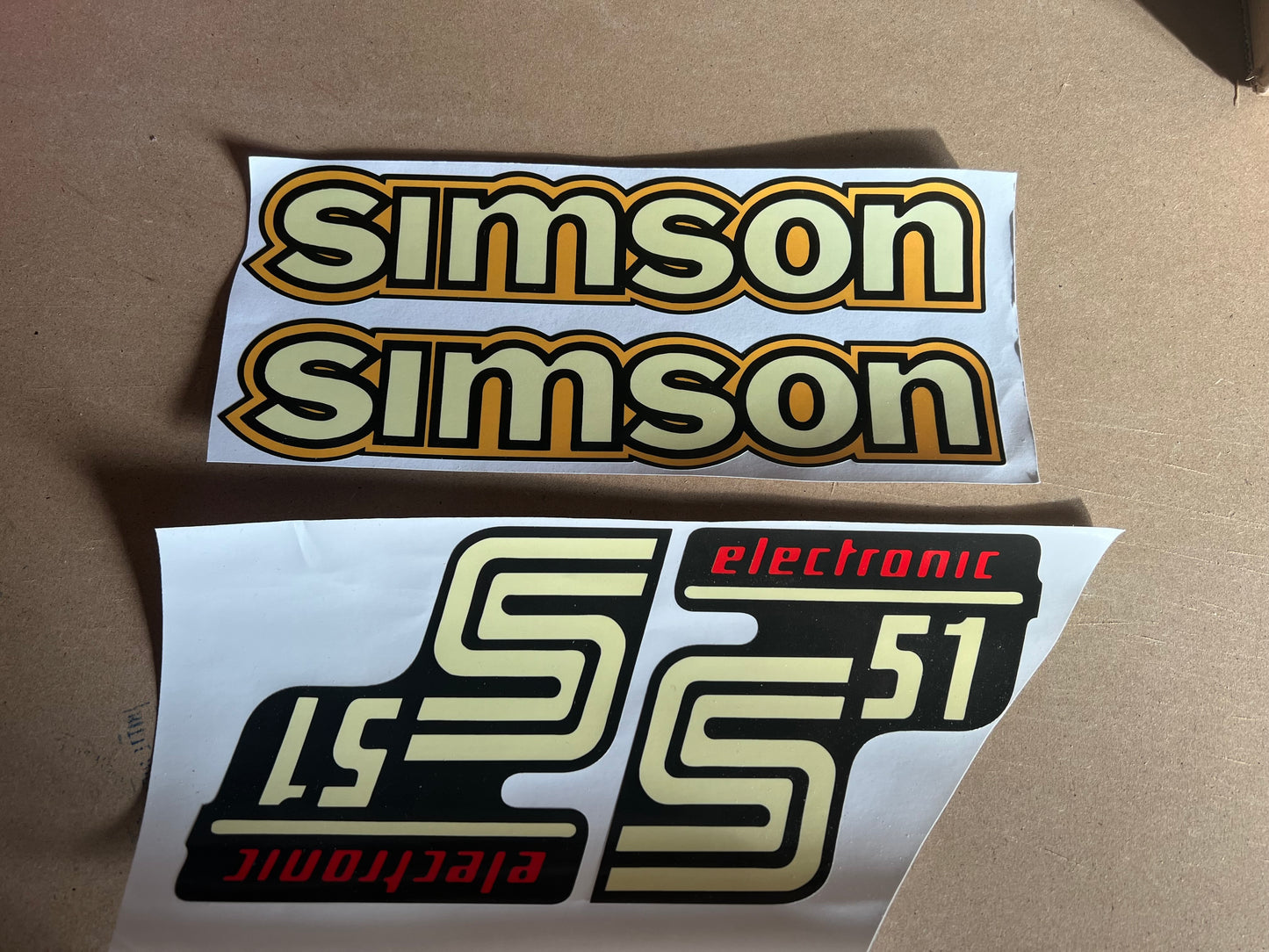 Dekorsatz Simson S51 Electronic Retro Aufkleber Set Gelb
