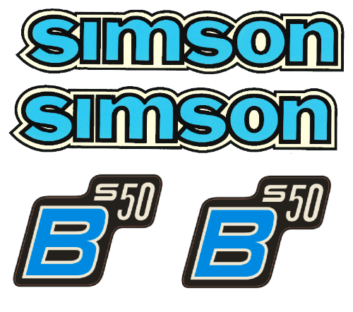 4 teiliger Dekorsatz Simson  S50B IFA  Retro Aufkleber Set Blau