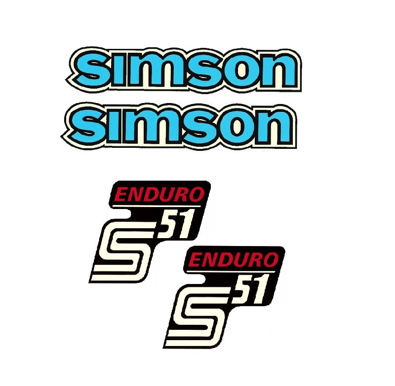 Dekorsatz Simson S51 Enduro Retro Aufkleber Set Blau