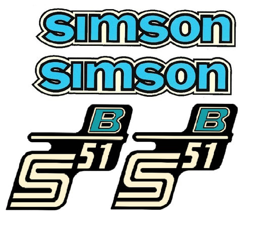 Dekorsatz Simson S51 B Retro Aufkleber Set Blau