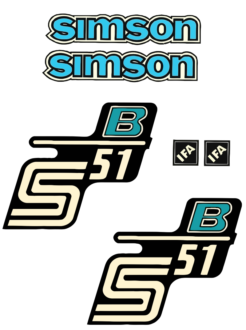 Dekorsatz Simson S51 B Retro Aufkleber Set Blau IFA