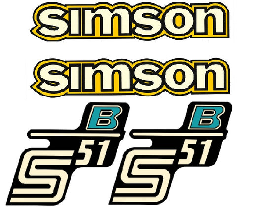 Dekorsatz Simson S51 B Retro Aufkleber Set Gelb