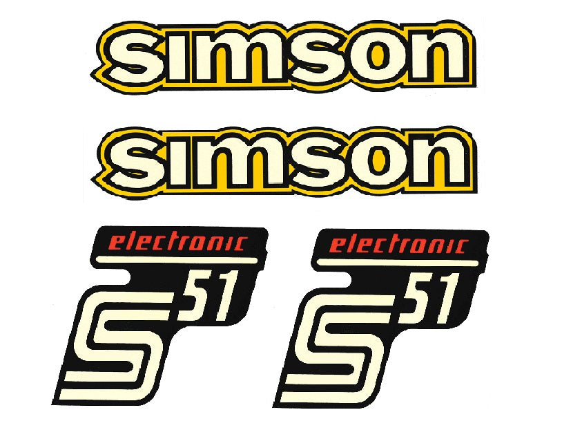 Dekorsatz Simson S51 Electronic Retro Aufkleber Set Gelb