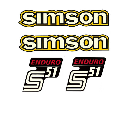 Dekorsatz Simson S51 Enduro Retro Aufkleber Set Gelb